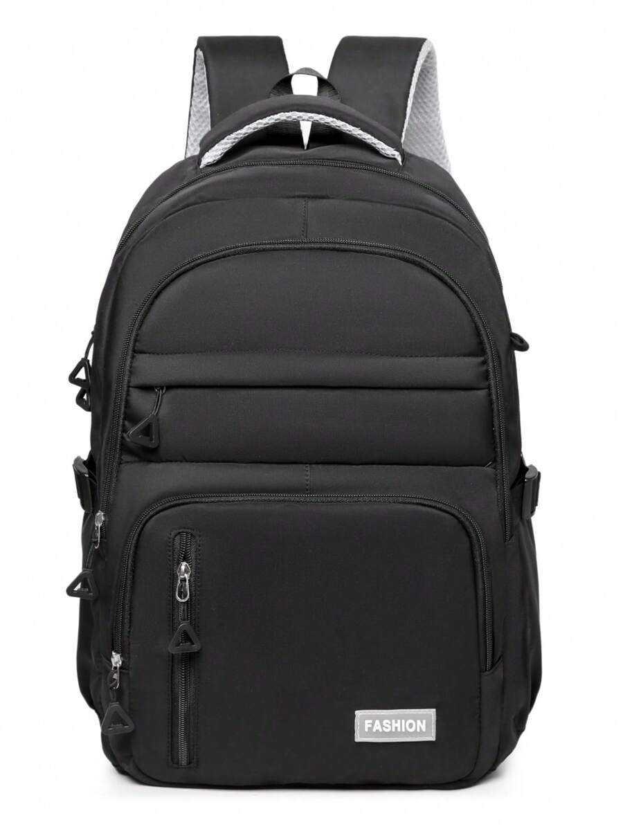 Unisex Fashion Backpack, Large Capacity Zipper Decoration, Minimalist & Stylish Design, Suitable For Couples And Campus Commute
