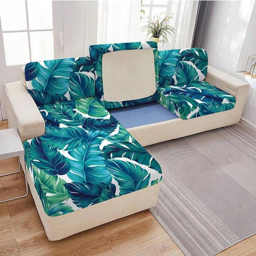 1 pièce Housse de coussin de canapé imprimée, Housse de siège de chaise extensible de remplacement, Housse de protection de mobilier, Douce et flexible avec un fond élastique