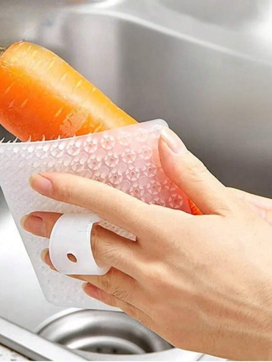 1/5pcs Random Colors Finger Set Fruit And Vegetable Cleaning Brush, Kitchen And Household Multifunctional, Bendable Fruit And Vegetable Brush, Sink Cutting Board Gap Brush