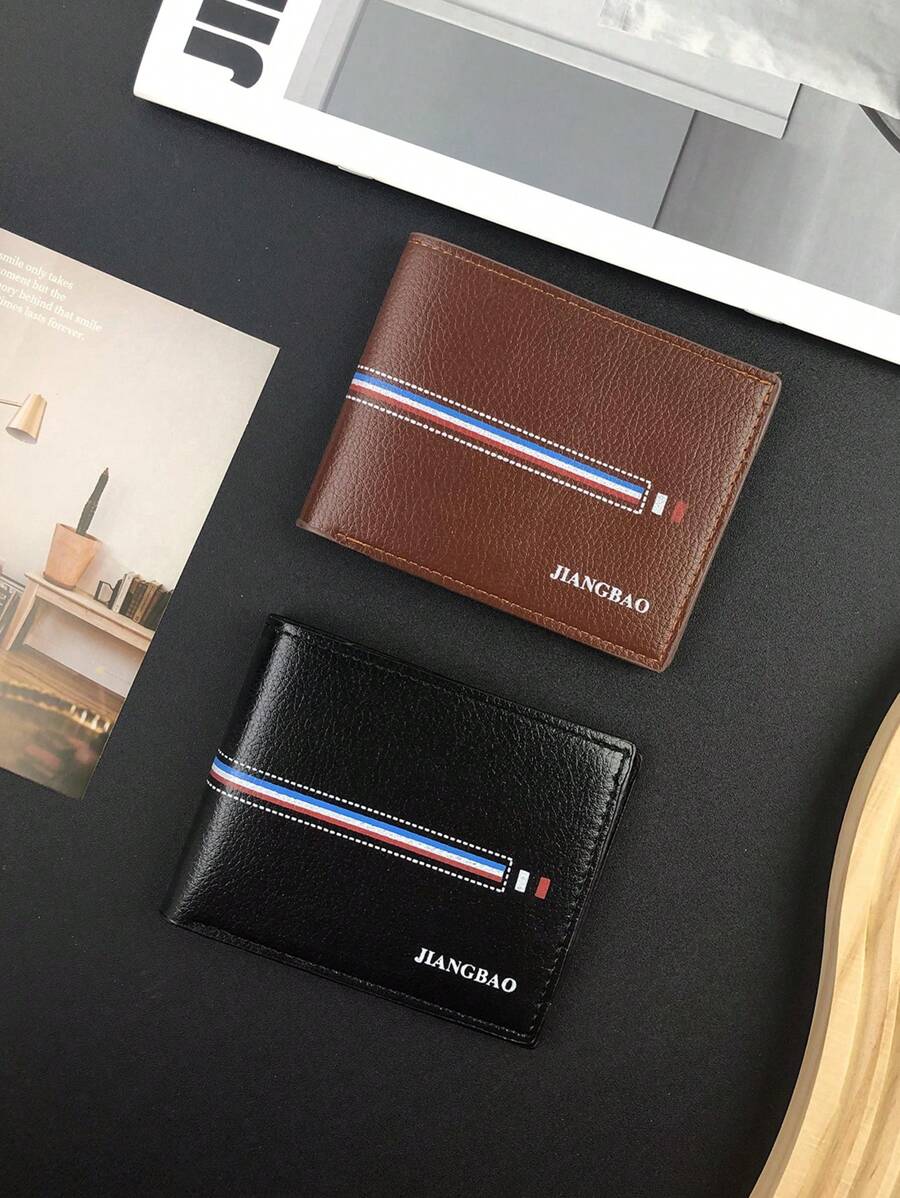 New Simple And Stylish PU Wallet, Business Casual Horizontal Imitation Leather Card Holder, Stylish Pattern Large Capacity Wallet, Men's Ultra-Thin Horizontal Wallet With Secure Multi-Card Holder, Men's Short Wallet, Men's Contrast Wallet, Stylish Brown And Black Design, Compact And Durable, Suitable For Daily Use, Secure Bifold Wallet, Father's Day Gift, Holiday Gift, Valentine's Day Gift