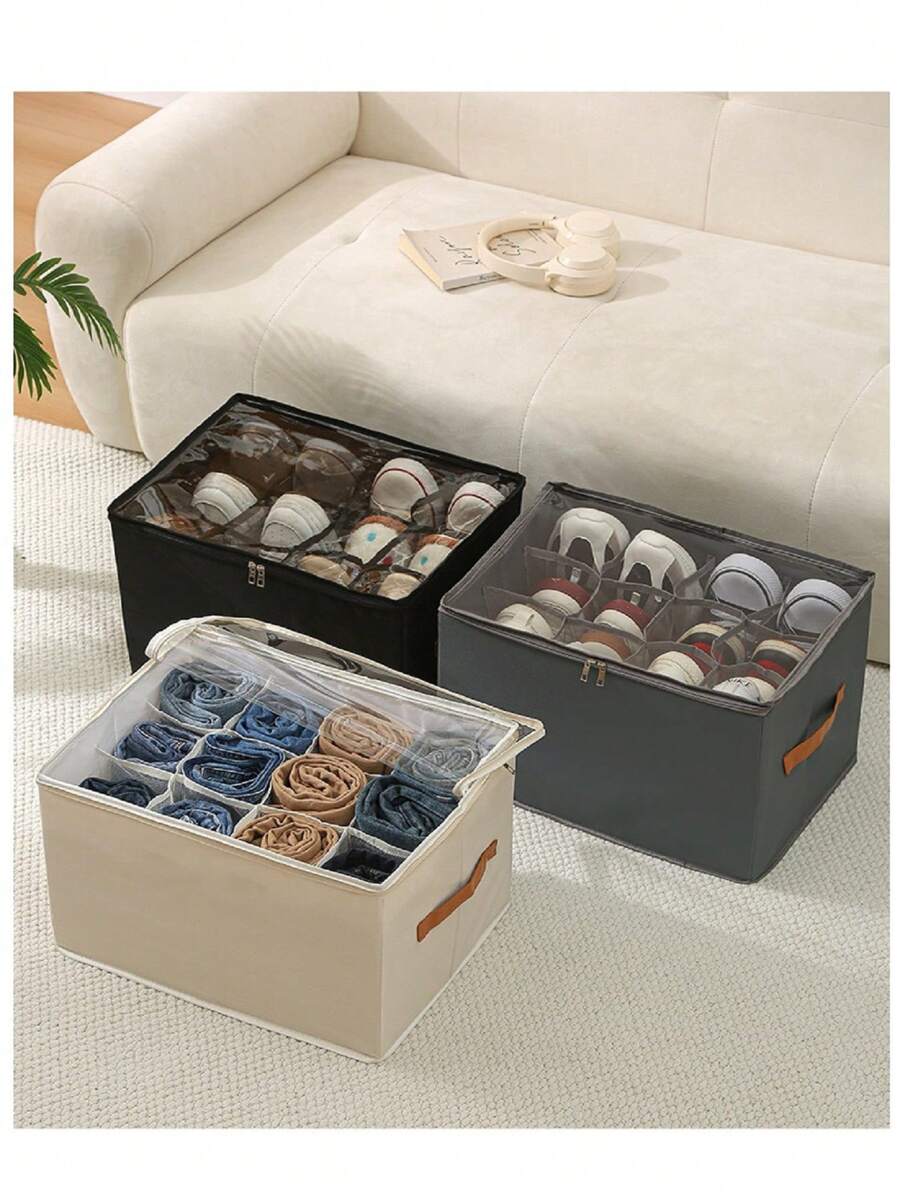 A Foldable Fabric Shoe Cabinet Can Accommodate Up To 16 Pairs Of Adjustable Partition Shoe Cabinets, With Transparent Cover Shoe Cabinets And Multifunctional Storage. It Can Store Pants, Underwear, Tops, And Daily Necessities, Making It A Must-Have For Daily Storage