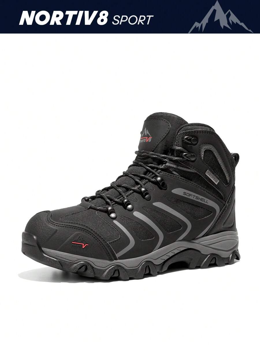 Men's Ankle High Waterproof Hiking Boots Outdoor Lightweight Shoes Trekking Trails Armadillo Black/Dark/Grey
