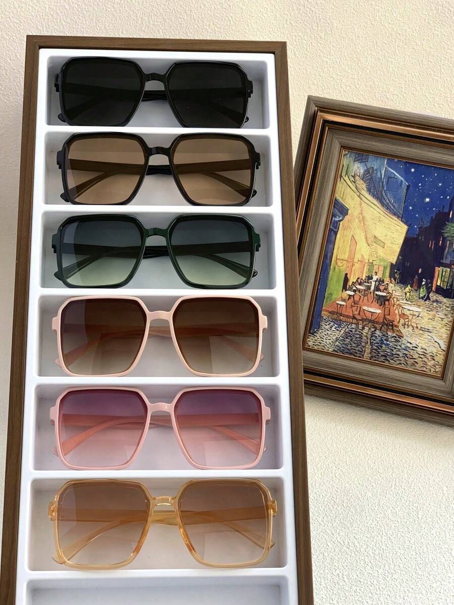 6 piezas Gafas de moda poligonales para mujer, accesorios decorativos Y2K para verano, playa, vacaciones, al aire libre y viajes