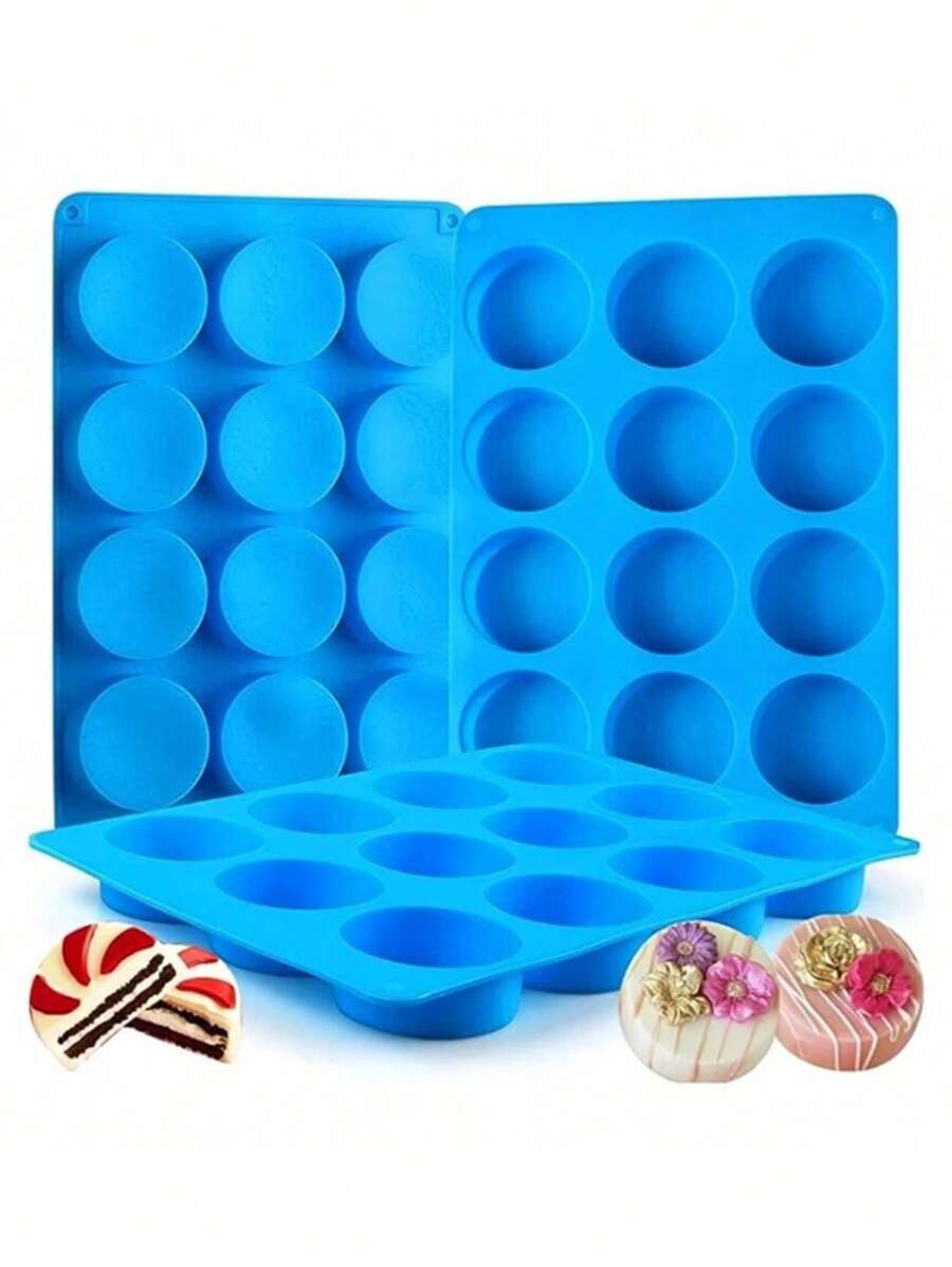 1pc Chocolate Cookies Silicone Mold, 12-Cavity Round Cylinder Silicone Mold For Cookies, Desserts, Jelly, Pudding, Candy, Cupcake And Cookie Baking