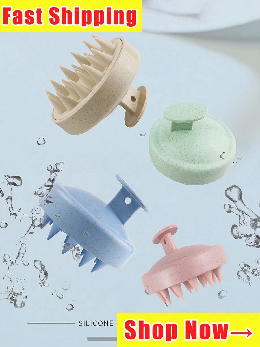 Soft Silicone Shampoo Brush Massage Shampoo Brush Clean Scalp Hair Wash Comb Home Bath Comb Hair Tools, Straw Silicone Shampoo Brush Massage Clean Specialized Anti-Dandruff Itch Reliever Silicone Comb Hair Wash Brush. Home Bathroom Decor Summer Back To School