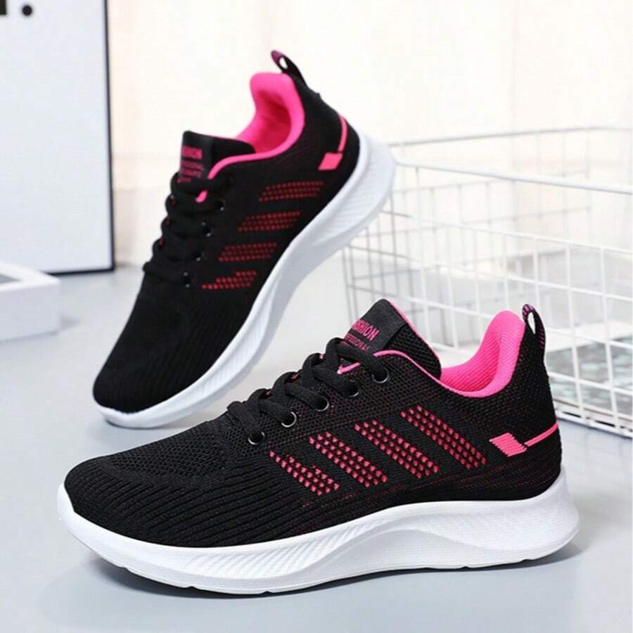 New Casual Ladies Flat Running Shoes, Front Lace-Up Mesh Breathable Low-Top Outdoor Sports Sneakers For Women
