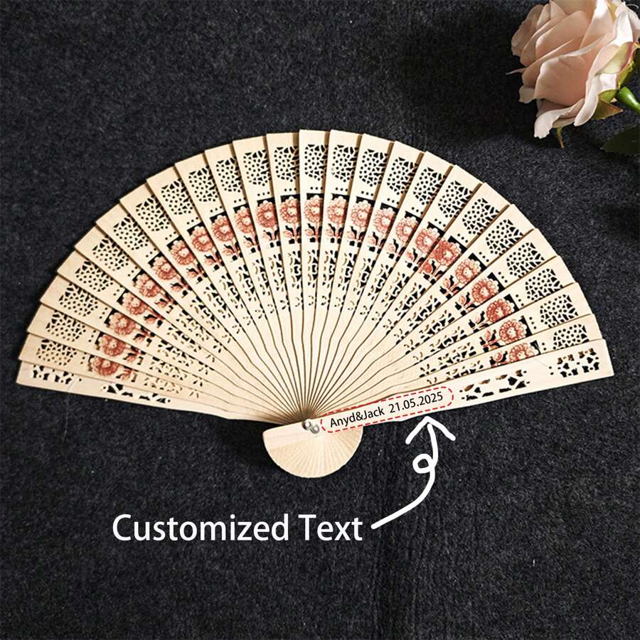 1pc/10pcs/20pcs/30pcs/50pcs Personalized Wooden Hand Fans, Customized With Name, Date, Suitable For Weddings, Bridesmaids, Party Favors, Gifts. Suitable For Festivals, Dance, Decoration, Cultural Events,School Supplies,Back To School,School Gift,For Office,For School,For Classroom,For Teacher Gifts,For University,For Colleague,For Dorm Rooms,For Teacher,For Boys And Girls,For Teenagers,Junior High School Students,Middle School Students,High School Senior High School Students,College Students,University Students,Freshman,Sophomore,Underclassmen