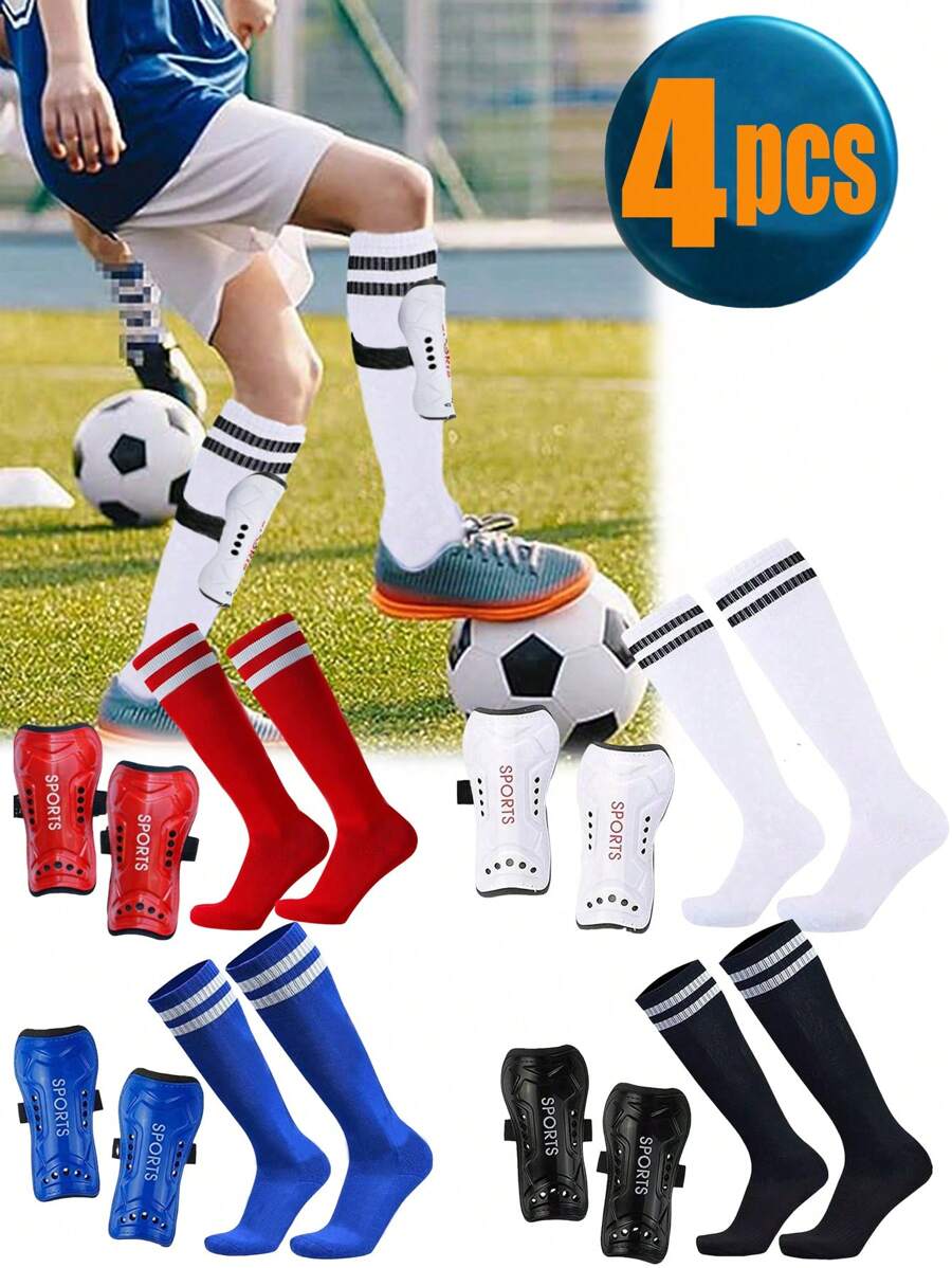 4pcs Soccer Shin Guards, Includes Soccer Shin Sleeves With Optimized Insertion Pockets, Shin Pads And Shin Guards - Soccer Protective Gear Shin Guards