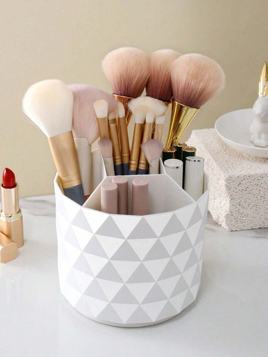1pc Rotatable Makeup Brush Storage Box Desktop Round Eyebrow Pencil Lipstick Holder Makeup Organizer Cosmetics Container Brush