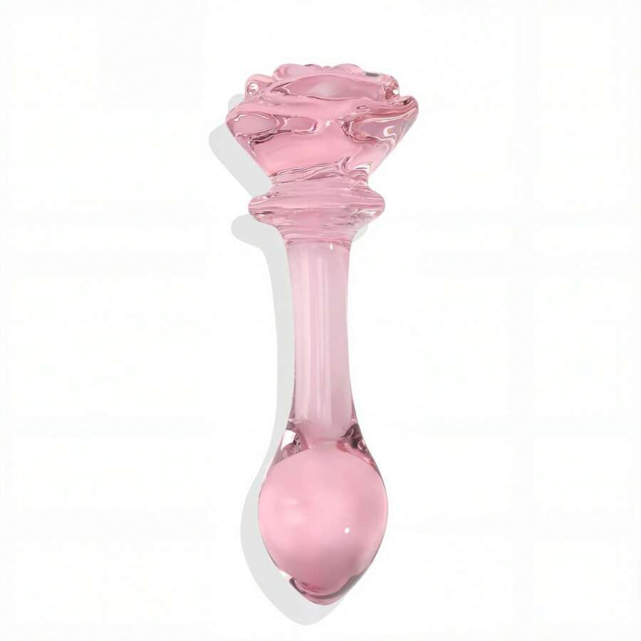 Pink Rose Glass Dildo Butt Plug, Crystal Rose Anal Plug Beads Dildo, Adult Anal Training Sex Toys Set For Men And Women, Glass Dildo Butt Plug, Crystal Rose Anal Plug Beads Dildo, Adult Anal Training Sex Toys Set