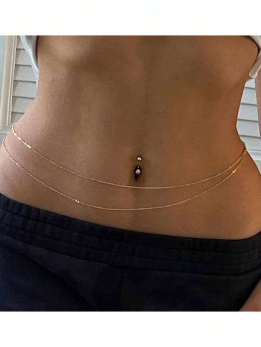 1 pièce Chaîne de corps minimaliste de bikini de plage, chaîne de nombril ajustable, bijou de mode sexy pour femmes, chaîne de taille