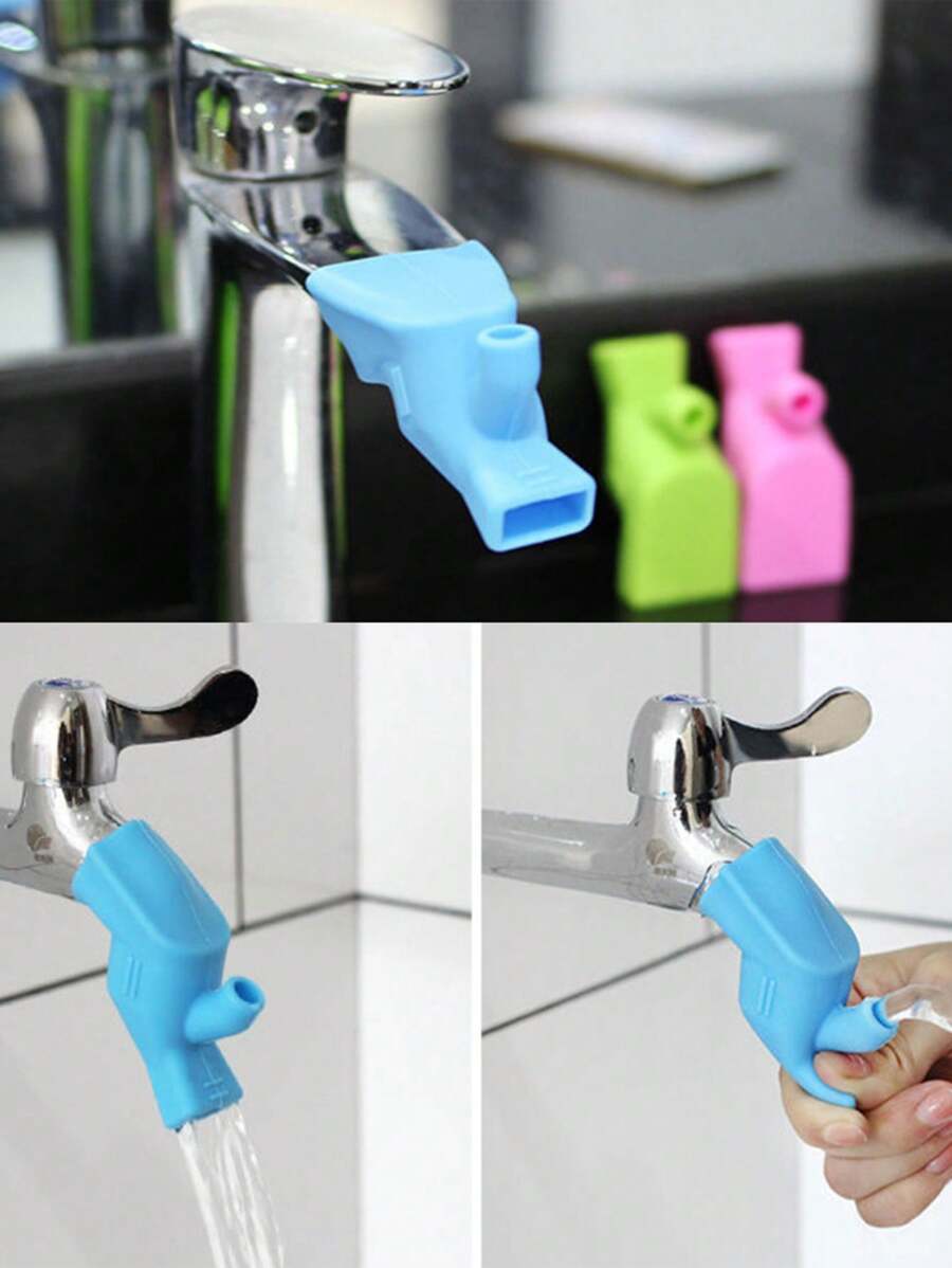 1pc/2pcs Portable Simple Gargle And Toothbrush Cup Silicone Faucet Extension Water Guide Useful Handwashing Facilitator