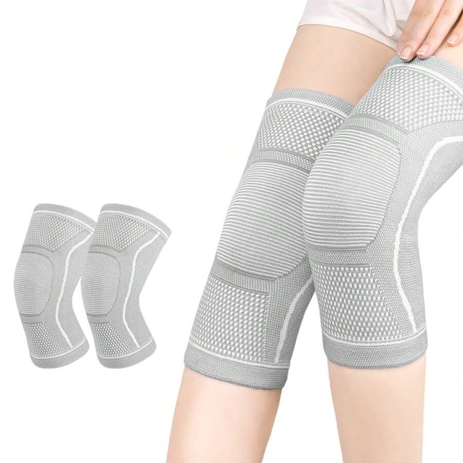 1 Paar elastische Kompressionsärmchen für das Knie, warme Kniestütze für Männer und Frauen, geeignet für Outdoor-Sport und Training