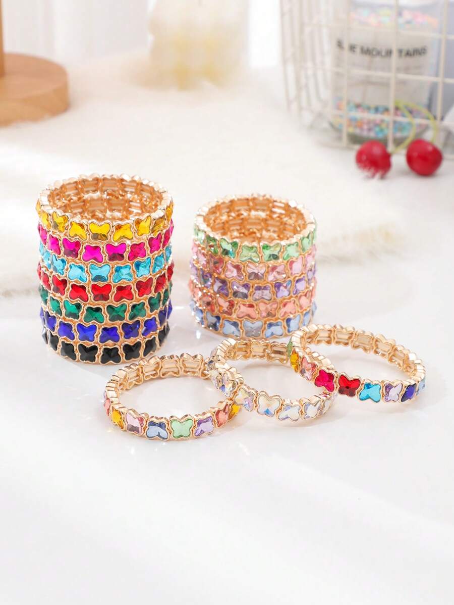 1 pieza Pulsera ajustable chapada en oro de 14K con decoración de mariposa danzante elegante, de moda y versátil
