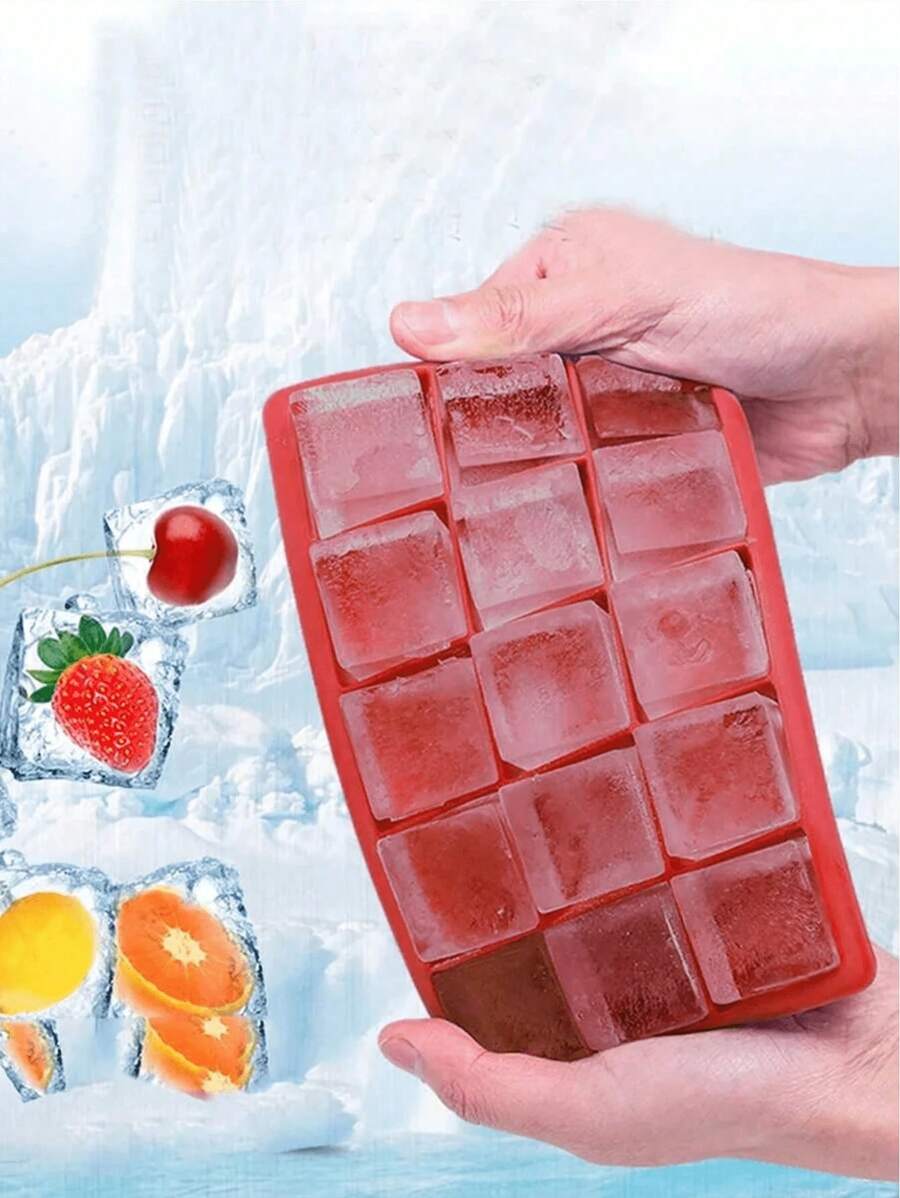 1 Purple Silicone 15 Grid Ice Box With Lid, Suitable For Household Square Ice Boxes, Ice Trays, Summer Ice Boxes And Ice Trays, Kitchen Accessories, Multiple Compartments, Homemade Refrigerator Ice Making Molds, Summer, Heat Reduction, Coolness