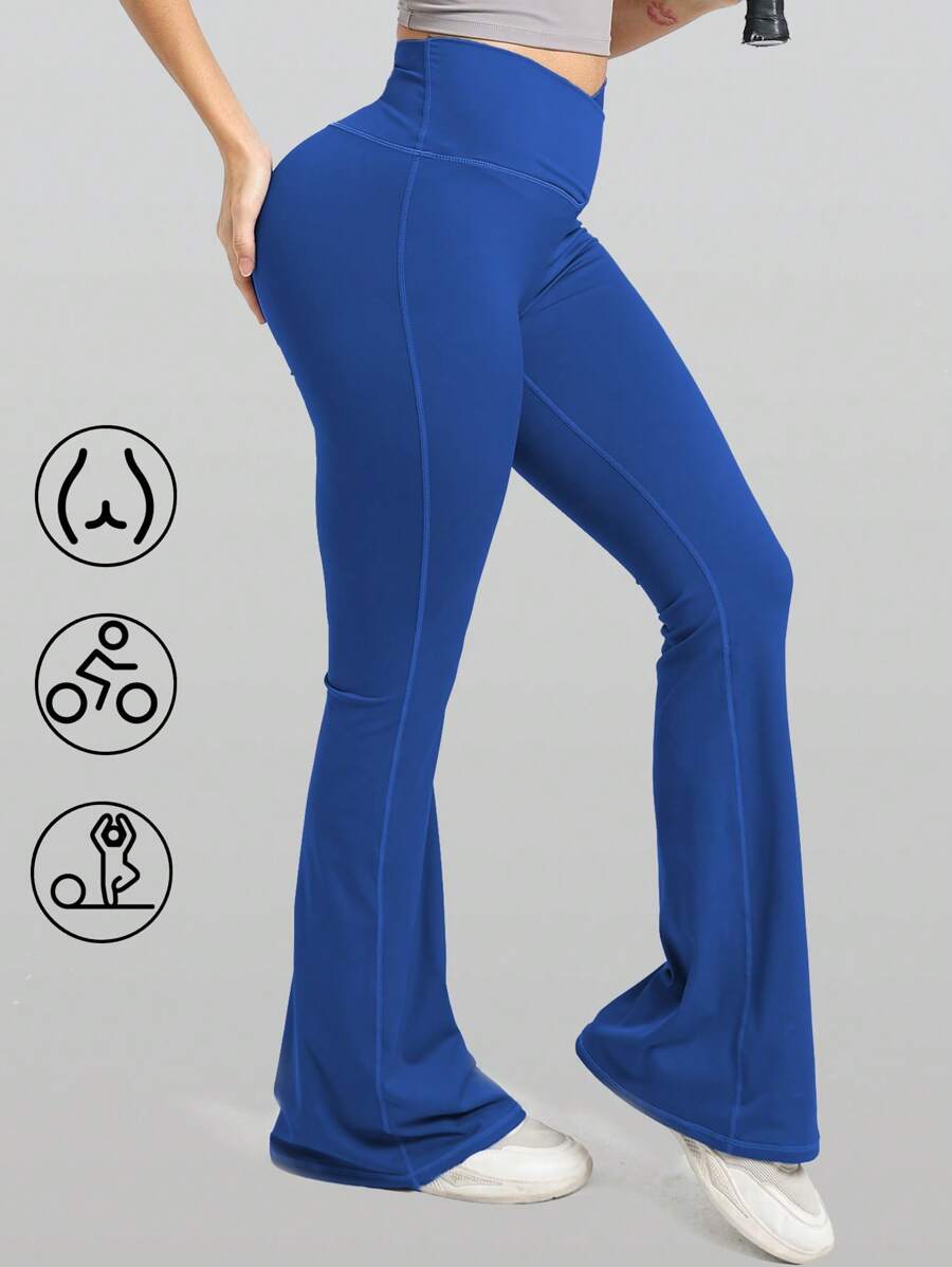 RUNONWHEELS 5 Pantaloni a vita alta a zampa, leggings sportivi per fitness quotidiano, leggings da yoga modellanti per glutei da donna, leggings a zampa con design incrociato in vita alto, adatti