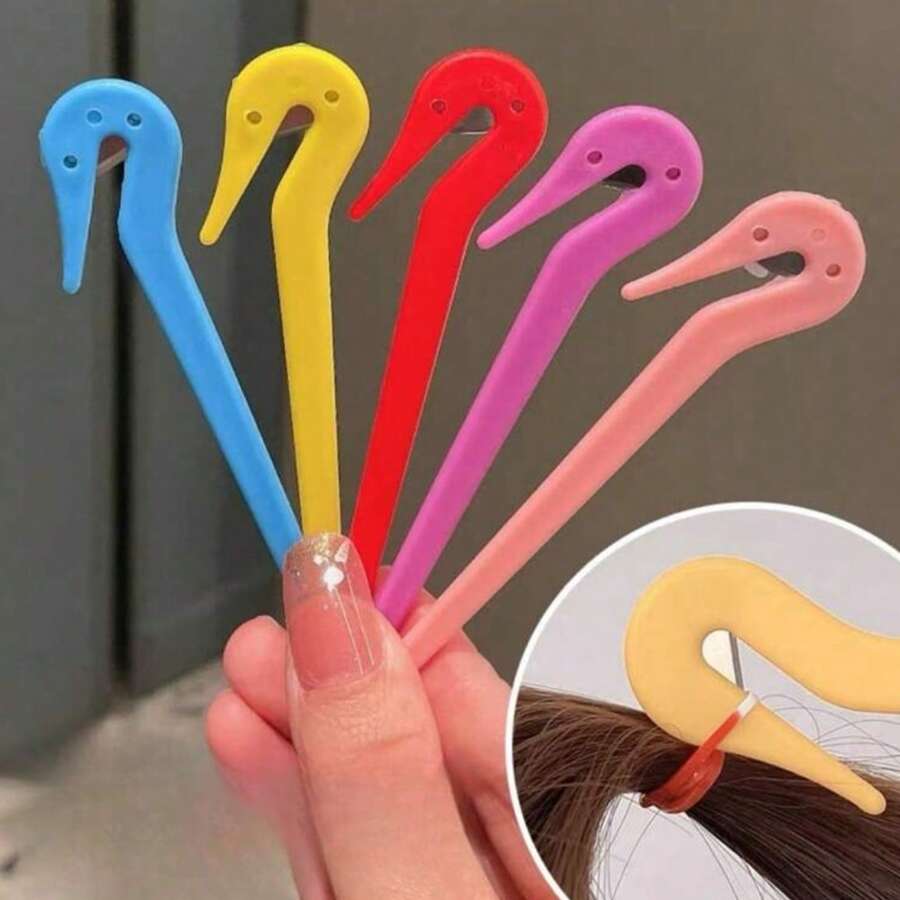 2 piÚces/5 piÚces Set d'outils portables pour détacher les cheveux - Crochet coupe-élastique jetable sans endommager les cheveux