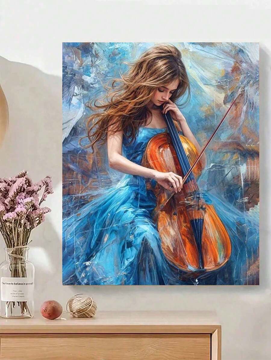 Digitales Ölgemälde mit Cello-Spieler, ideal für Anfänger, detailliertes Muster, reichhaltige Farben für einfaches Ausmalen, mühelos ein künstlerisches Meisterwerk schaffen, dekorativ und geschenkfreundlich, hochwertiges digitales Ölgemälde, vielfältige Designoptionen, reichhaltige und langanhaltend Farben, Künstlerfreude zu Hause erleben, ungerahmt 40x50cm
