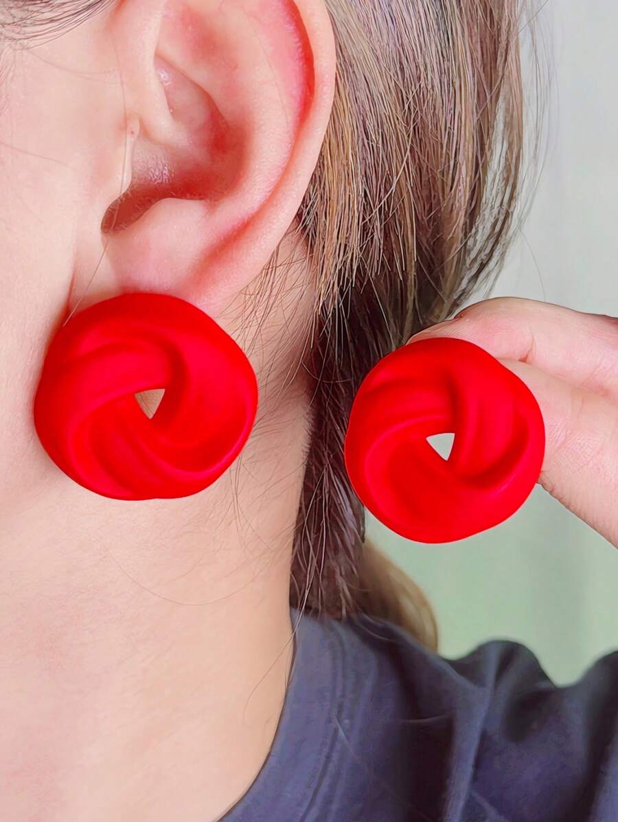 1 Pair Of Geometric Cookie Candy Color Stylish Earrings For Women