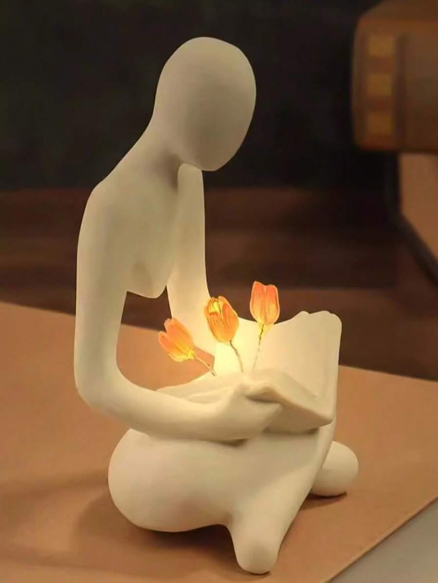 1 Stück Harzstatue Tulpe Nachtlicht Dekoration, moderne minimalistische Wohnzimmer Heim Dekoration abstrakte kreative personalisierte Ornament Geschenk zum Geburtstag