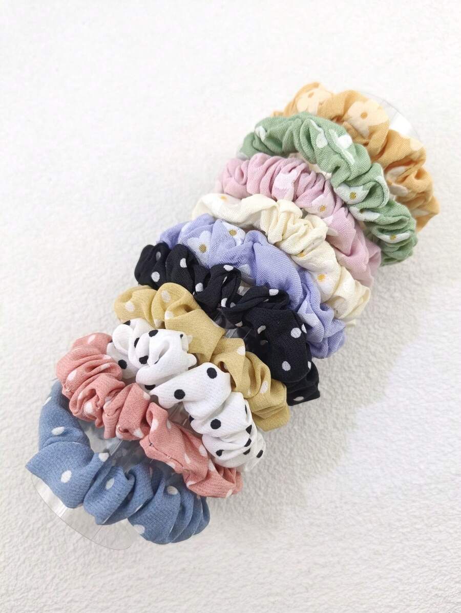 10 Stück/Pack Damen Satin Stoff Scrunchies, geeignet für den täglichen Gebrauch, Haargummis