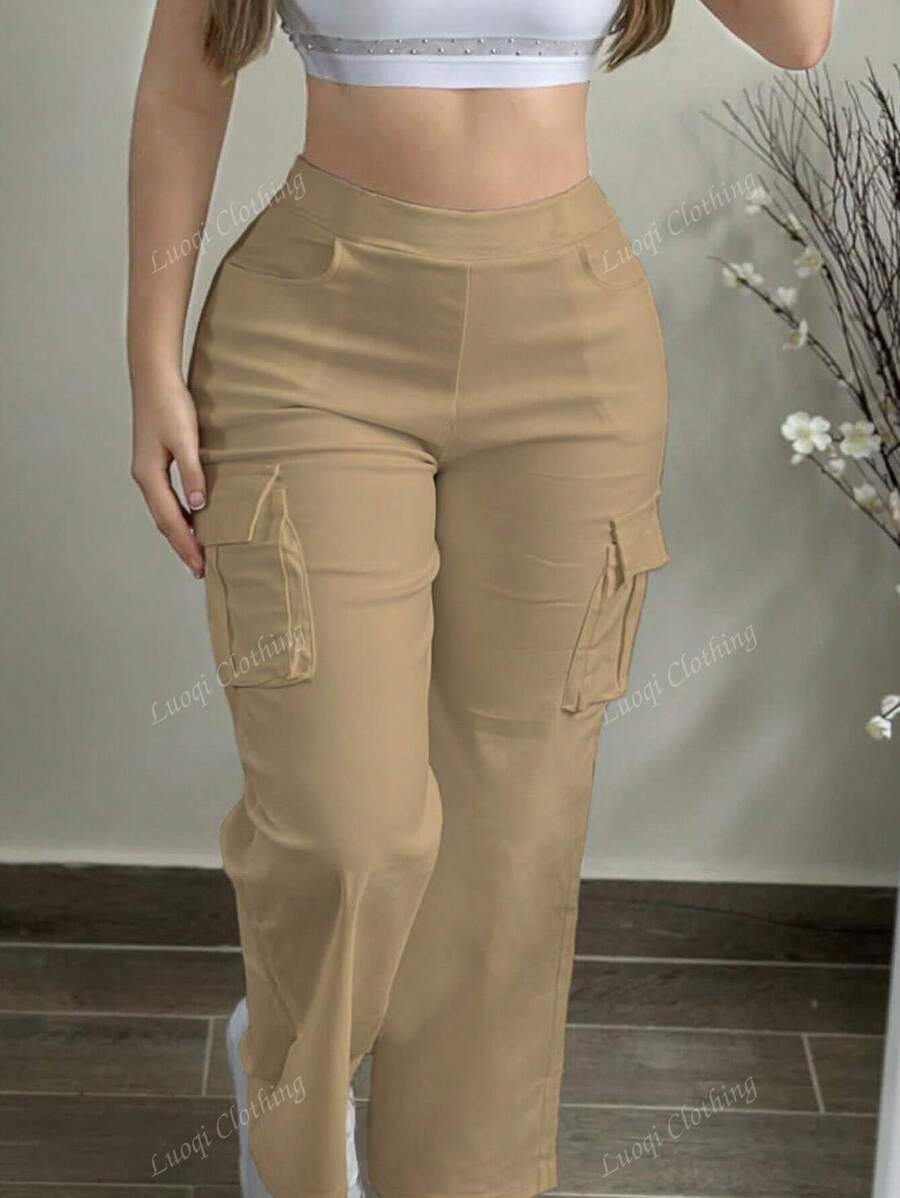 Plus Size Women's Casual Fashion Versatile Cargo Pants