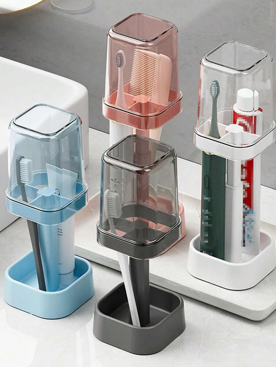 Toothbrush Holder With Toothbrush Cup/Case, Toothbrush Stand For Manual And Electric Toothbrush, Dental Storage Rack For Bathroom Countertop Home Bathroom Decor Fall Decor Back To School