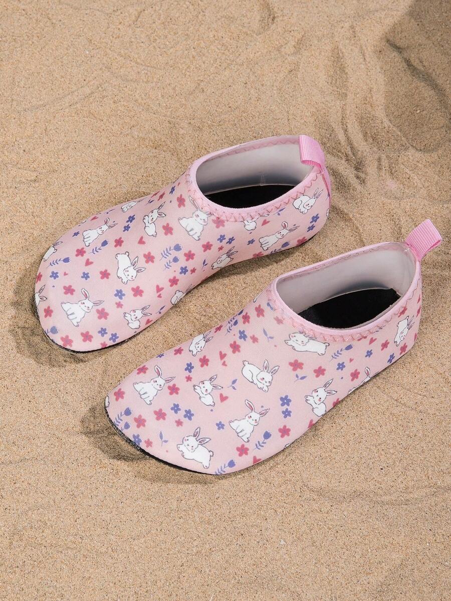 1pair Girls Comfortable Fashion Casual Lightweight Cute Rabbit Beach Water Shoes, Suitable For Summer