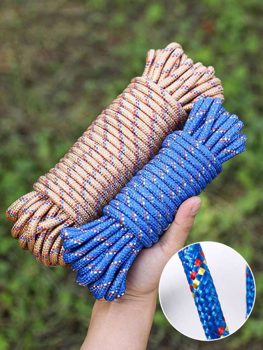 1/2 Pcs Thicker Clothesline, Outdoor Drying Ropes, Wear-Resistant Anti-Wind Type For Drying Clothes/Quilt, Random Color