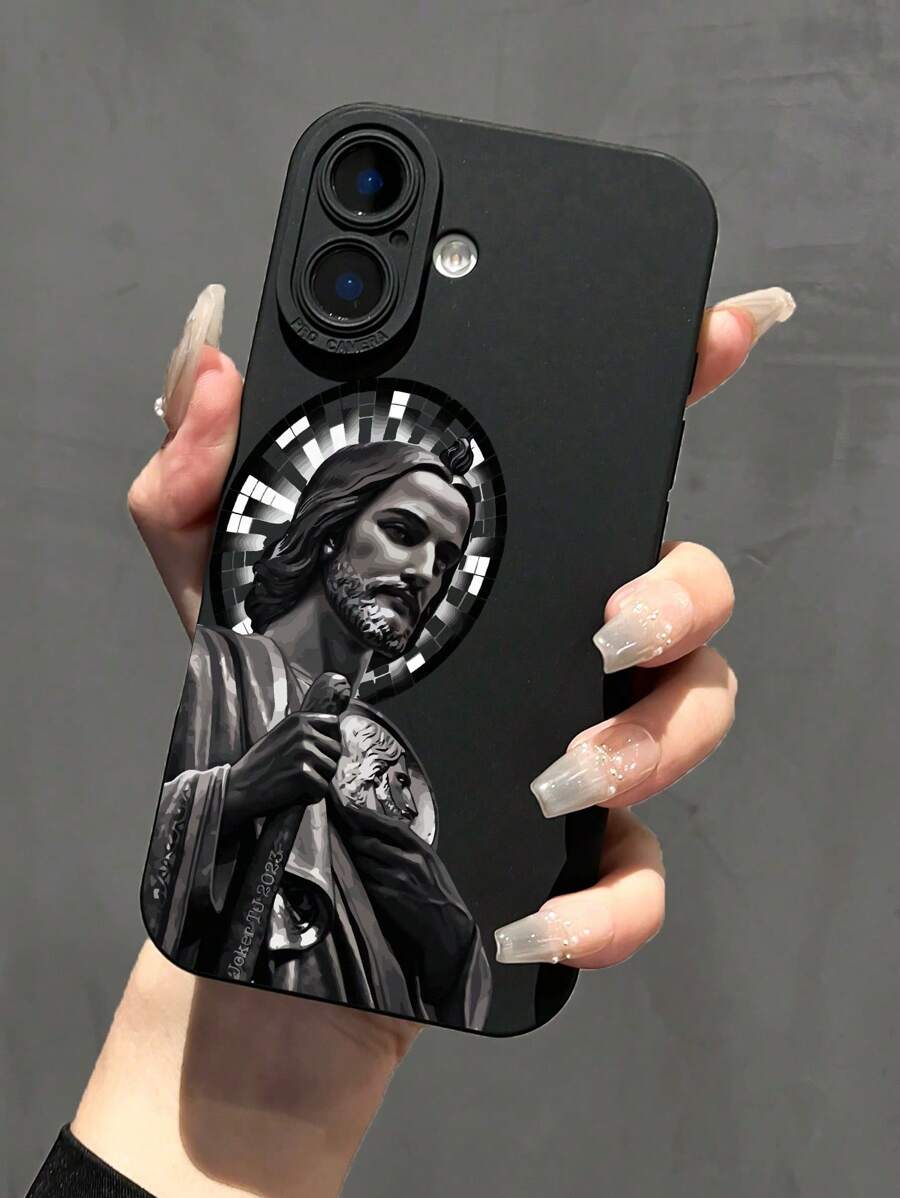 Funda de teléfono móvil suave y a prueba de golpes de 1 pieza con perforaciones y patrón de Jesús, cubierta protectora para 7P/8Plus/16/16PLUS/16PRO/16PROMAX/XR/XSMAX/11/11Pro/11ProMax/12/12Pro/12ProMax/13/13Pro/13ProMax/14/14Pro/14Plus/14ProMax/15/15Pro/15Plus/15ProMax, de moda/elegante/lindo