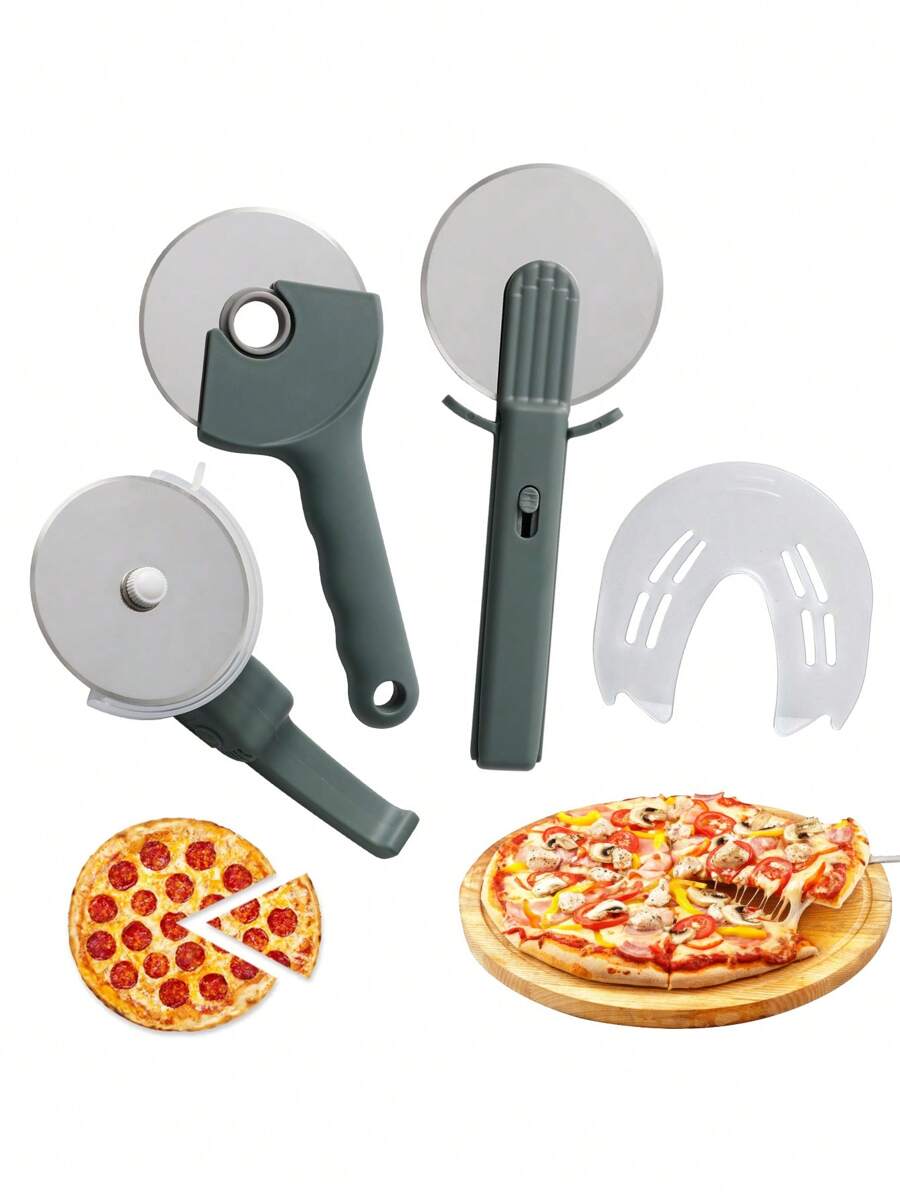 1pc 3.5in/3.74 Inch Stainless Steel Pizza Cutter Wheel With Protective Cover, Baking Biscuit Cutting Roller Slicer