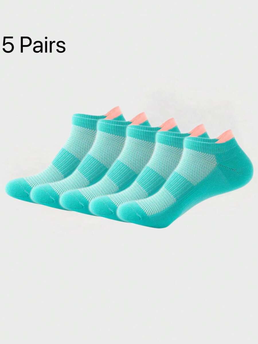 5 pares de calcetines cortos deportivos casuales para hombres, de tela de poliéster suave y que absorbe la humedad, adecuados para primavera/verano/otoño