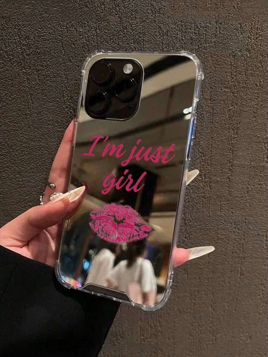 Funda de teléfono con espejo con forma de labios rojos a prueba de golpes, compatible con Apple y otros teléfonos inteligentes