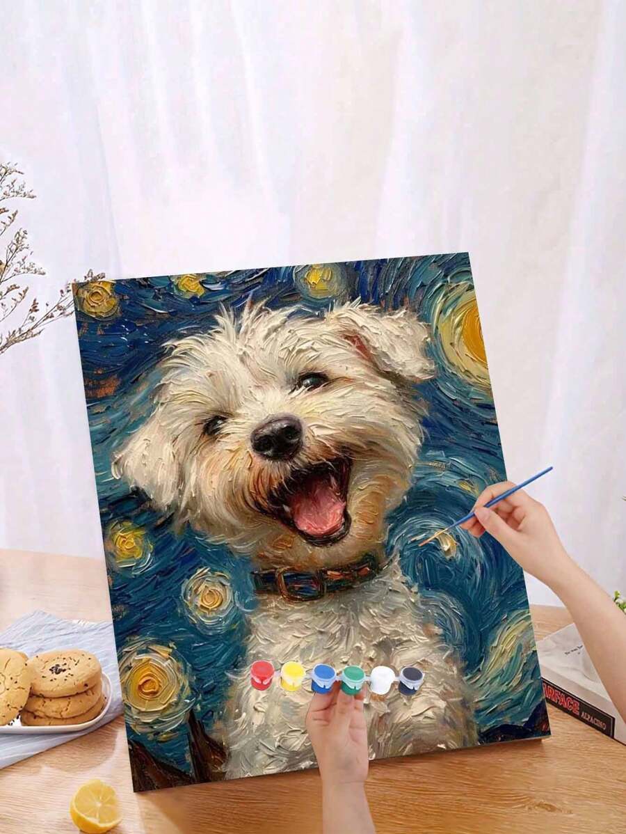 Happy Dog Artistic DIY Digital Oil Painting Kit, Craft Set For Adults, Bedroom/Wall Decor, Simple & Fun Painting, No Drawing Experience Required, Fulfill Your Artistic Dream, Self-Expression In Color, Best Gift, 40*50CM