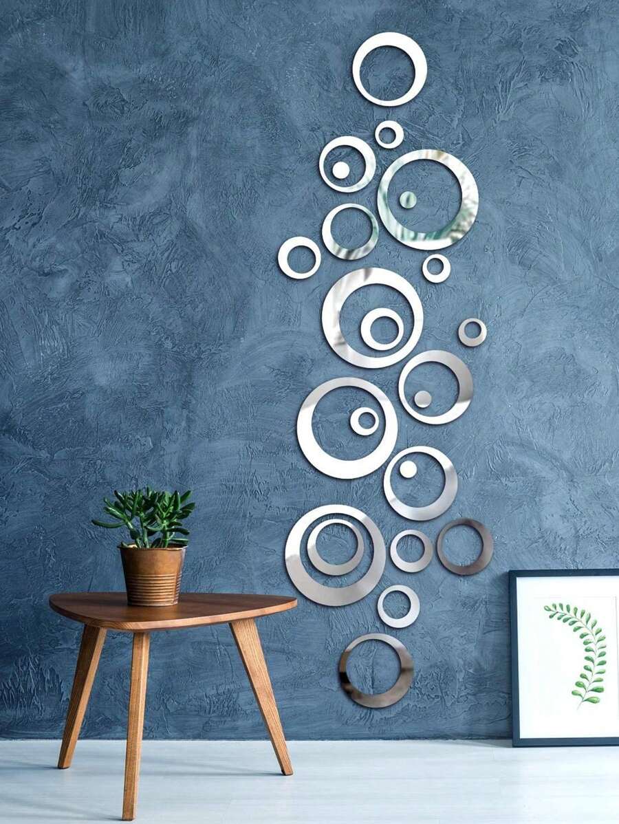 1 set Autocollants muraux de miroirs circulaires DIY, décalcomanies murales de miroirs en acrylique en combinaison pour la chambre d'enfants, le salon, la chambre à coucher, la salle de bain, le hall d'entrée, autocollants muraux de miroirs géométriques autoadhésifs pour la décoration de chambre