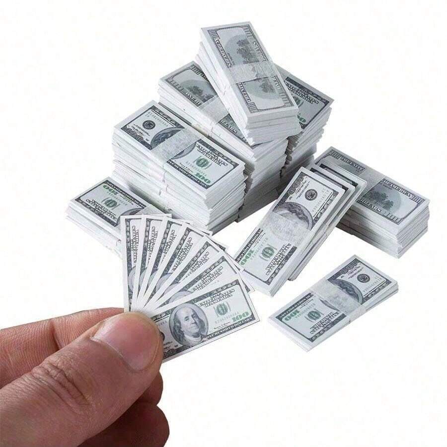 Set de 120/240/480 piezas de Billetes de dólar en miniatura escala 1:12 para decorar maquetas de casas de muñecas, escena, juego, decoración, accesorios de simulación de dinero en efectivo de 100 dólares