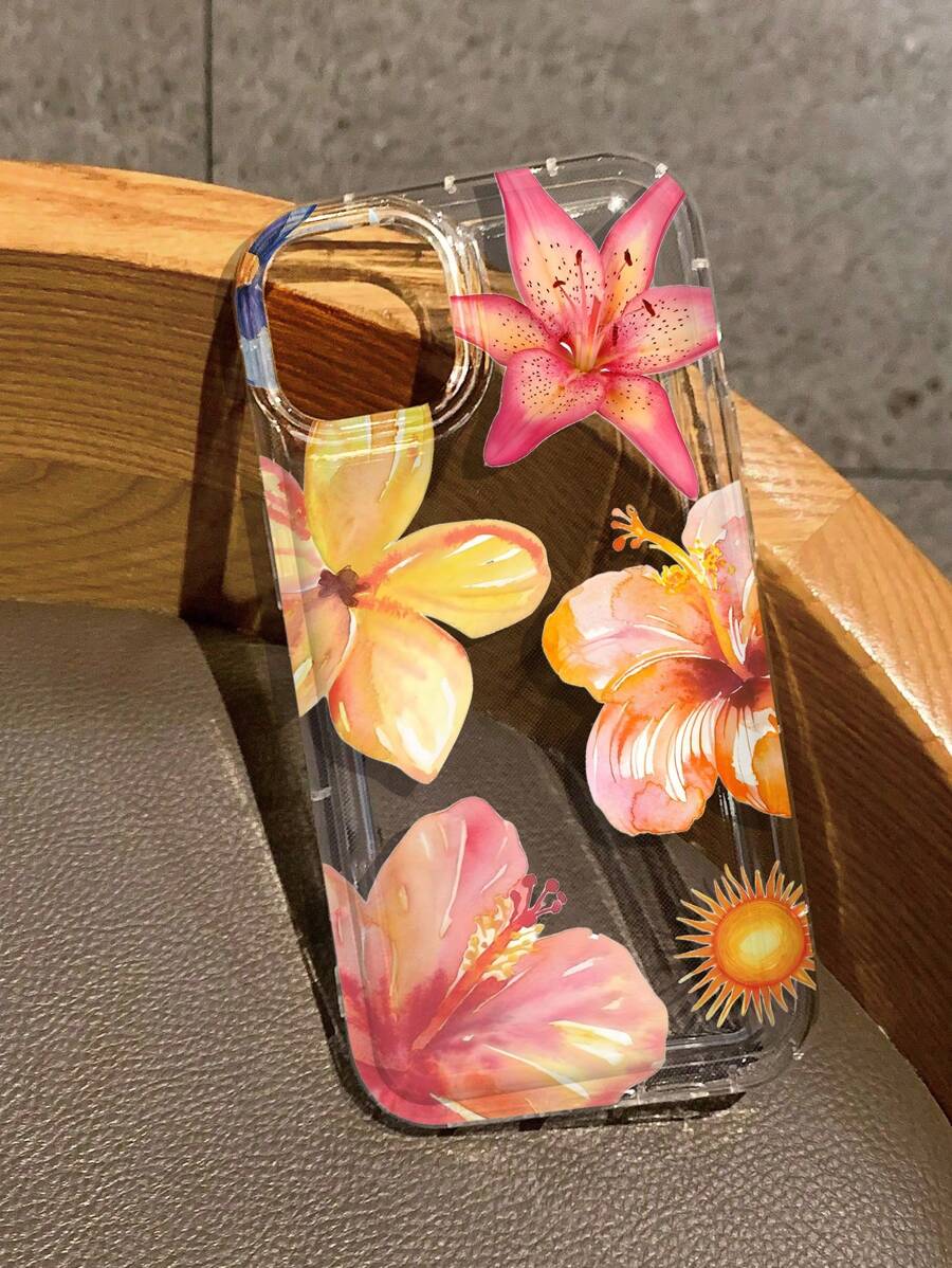 Hibiscus Flower Floral Print Clear Phone Case Compatible With IPhone 13/11/12/16/14/15/15Pro/15Plus/15ProMax/7Plus/8Plus/X/XS Max/XR/11Pro/12Pro/13Pro/14Pro/12Mini/13Mini/11ProMax/12ProMax/13ProMax/14ProMax/14Plus/6/6S/6Plus/7/8/16Pro/16Plus/16ProMax/SE And Galaxy A54/A14/A12/A13/A15/A32/A33/A24/A52S/S20/S21/S22/S23/S24/S23Plus/S24Ultra/S25/A15/A33/A23