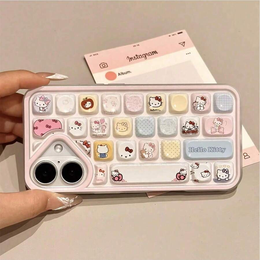 Sanrio 1pc Sanrio Mother's Day Gift Cute Hello Kitty Keyboard Design Shockproof Phone Case, Suitable For IPhone 16/15/14/13/12/11/8/7/X/XS Pro, Pro Max (Keyboard Style Random Due To Different Models)
