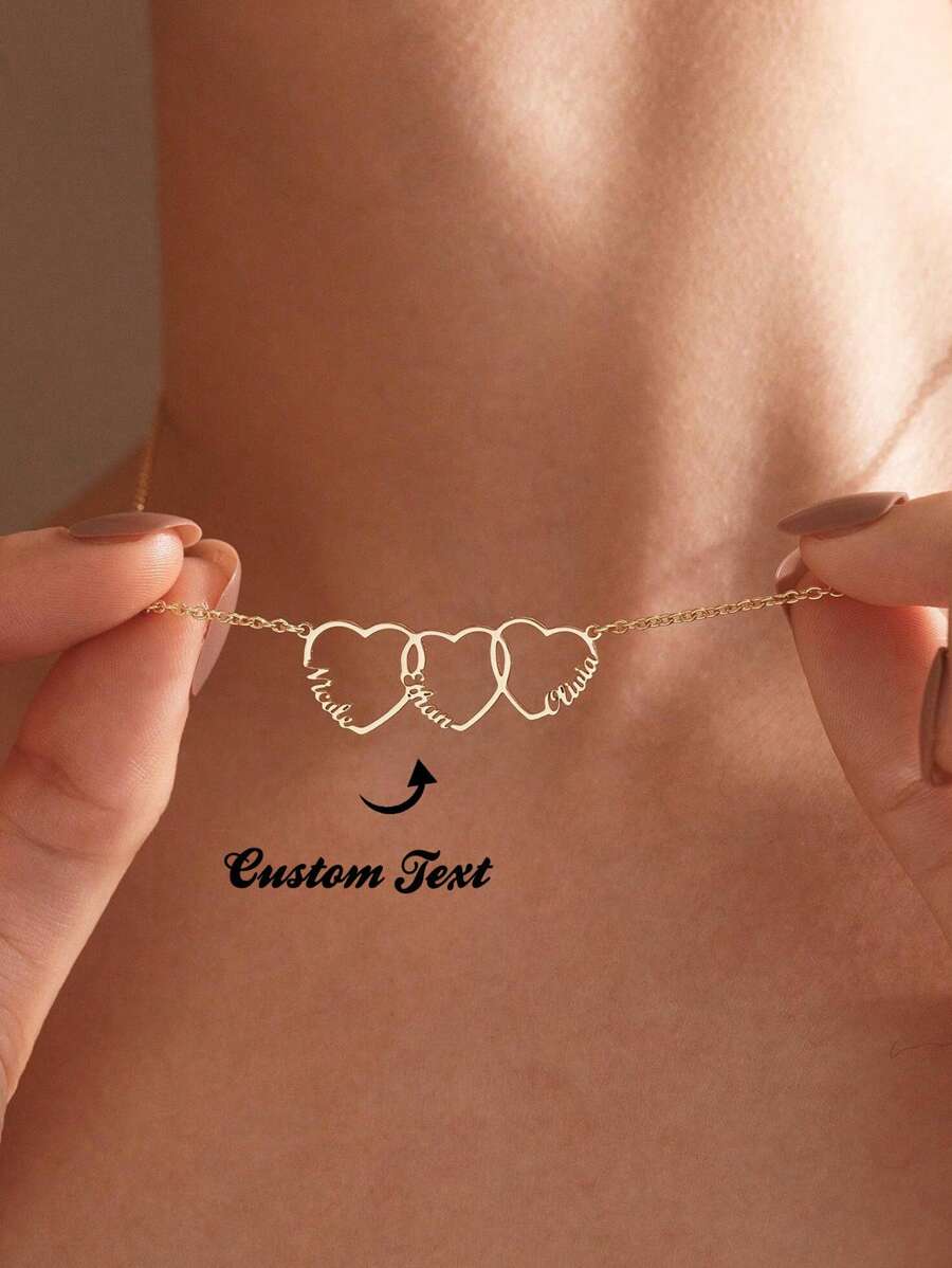 Colar com nome personalizado de família com vários corações e nome de criança, colar personalizado para mãe, presente de dia das mães para esposa