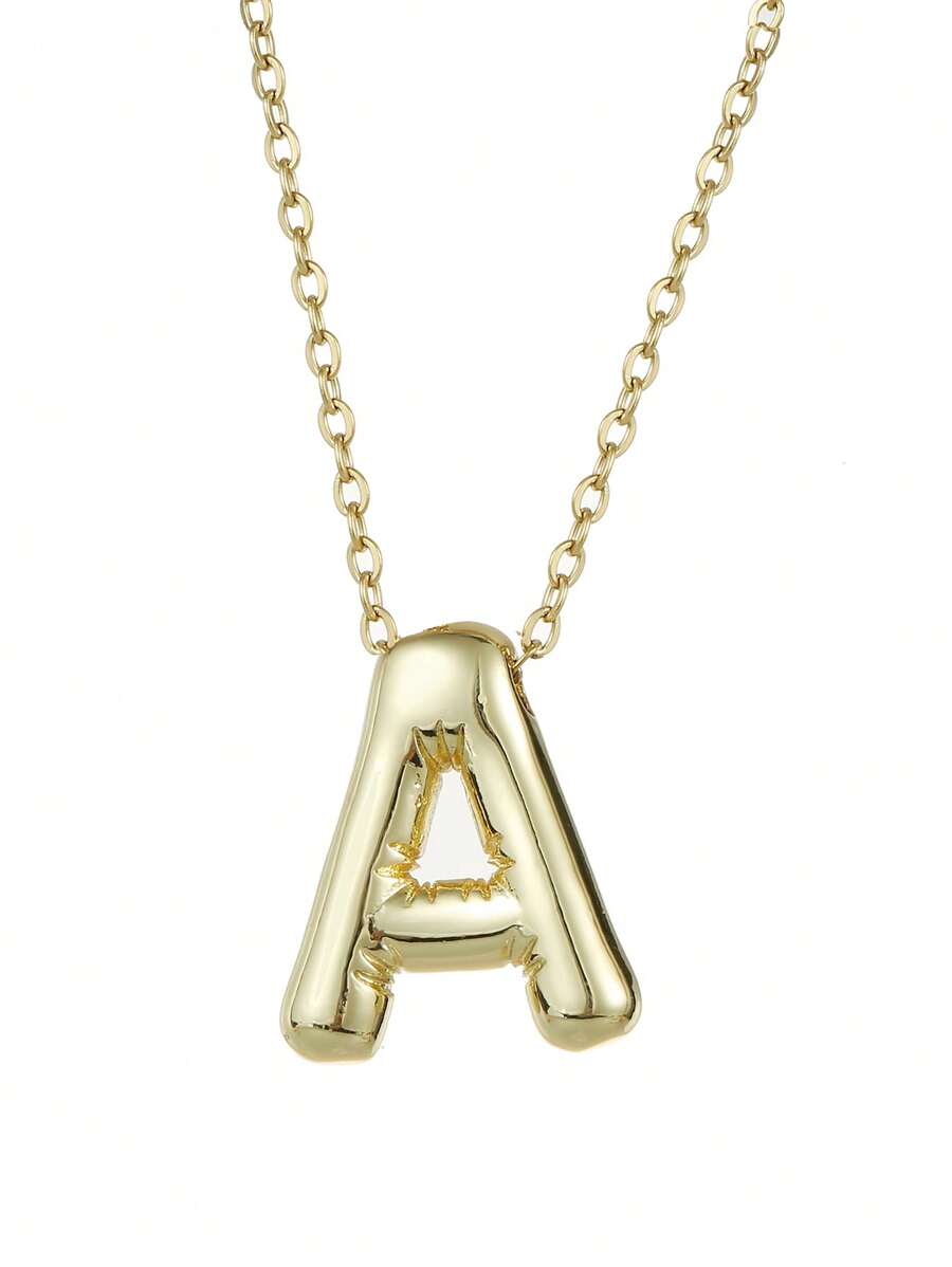 Fashionable Gold Copper A-Z 26 Letter Hanging Necklace, Charming Women's Jewelry