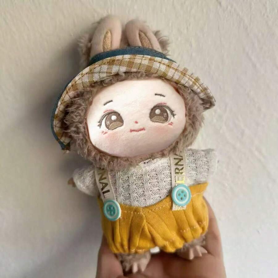 (Clothes Only) New Hot-Selling 17cm Pendant Labobo Plush Doll Outfits Set - Bucket Hat, Overall Pants Clothes For Labubu 1st/2nd Generation