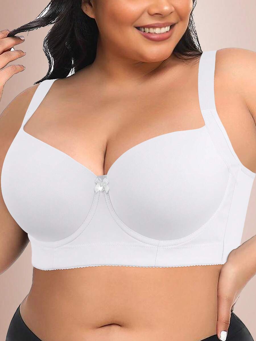 White Seamless Plus Size Women's Underwear Smooth And Simple Gathering Bra