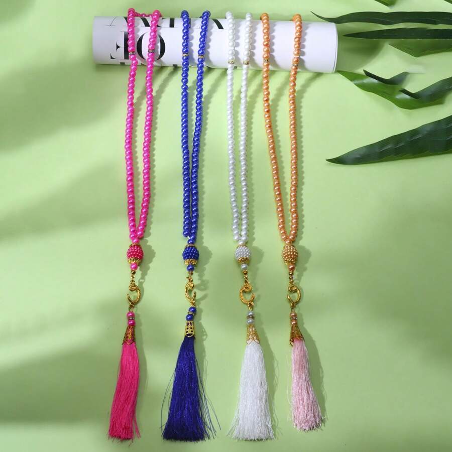 1pc Elegant Creative Acrylic 99 Beads Islamic Prayer Rosary, 6mm Beads Handheld String Tasbih