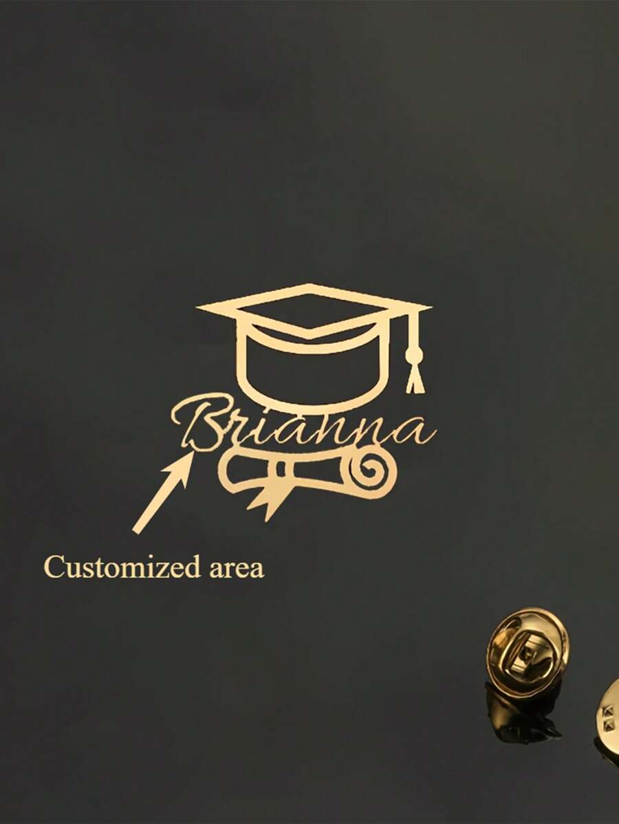 1 Piece Of Custom Name Graduation Cap Brooch For Women. Fashion College Style Custom Letter Graduation Certificate Button Brooch. Stainless Steel Clothing Accessory For Female Students. Personalized Graduation Season Graduation Gift.