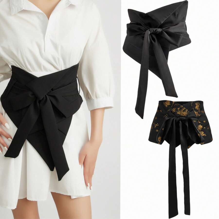 Ceinture de taille mode de style cravate de style néo-classique rétro pour femmes. Ceinture corset pour robe, corset de taille pour affiner la taille et contrôler le ventre