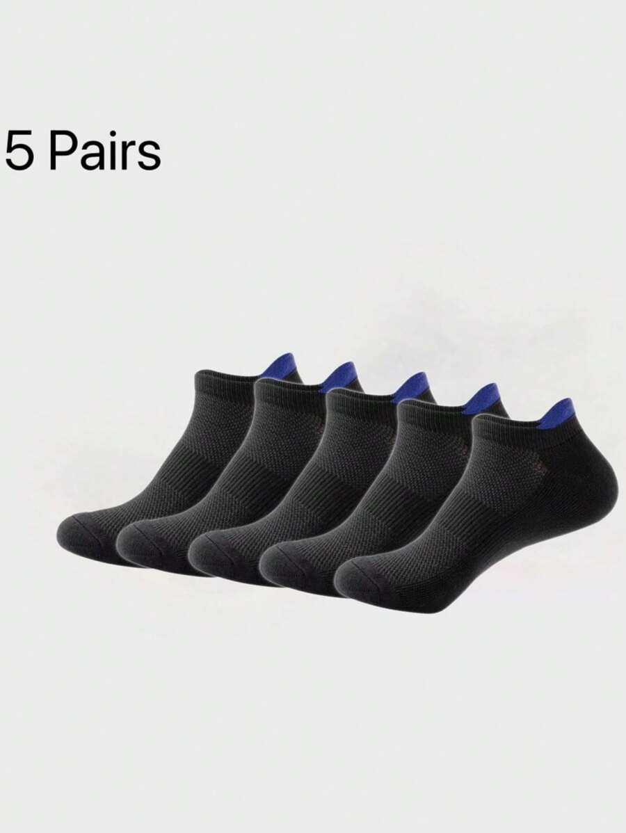 5 pares de calcetines deportivos casuales para hombre, con absorción de humedad, de fibra de poliéster suave, para primavera/verano/otoño