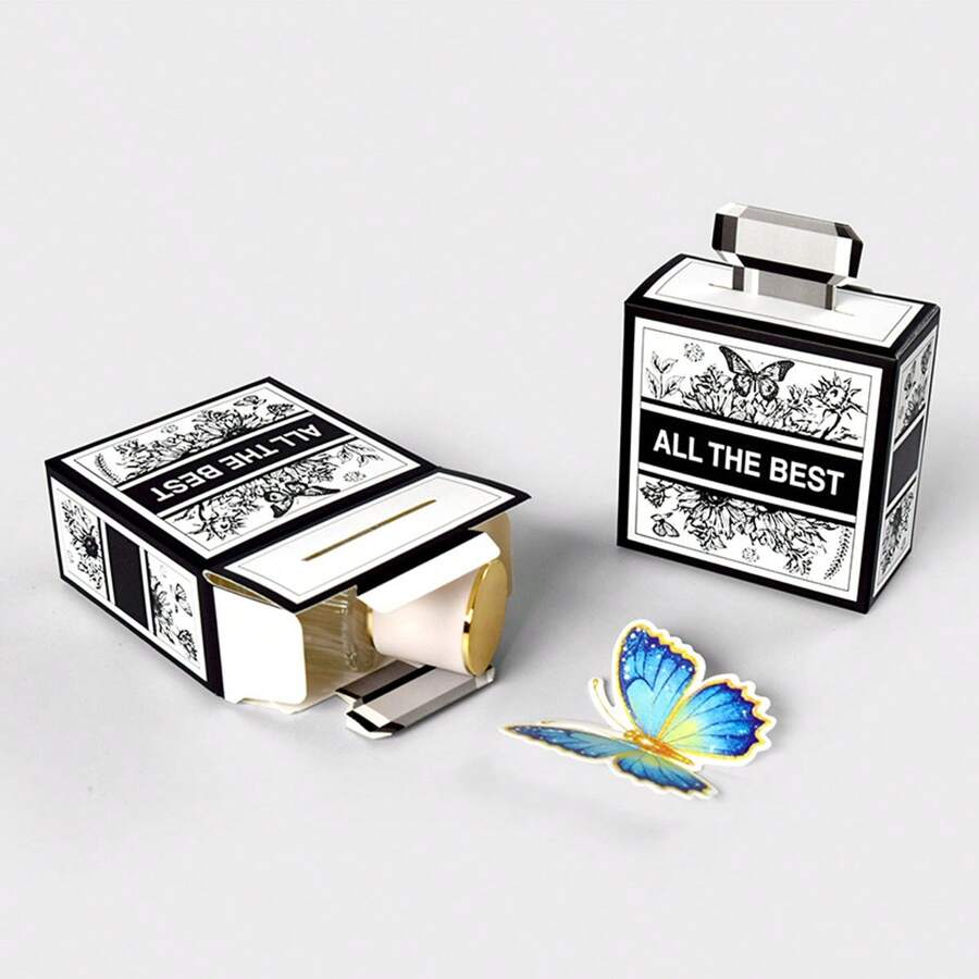 10pcs Creative Minimalist Perfume Bottle Shaped Gift Boxes, Ins Style Black & White Foldable Candy/Present Package Boxes, Festival Party Decorations