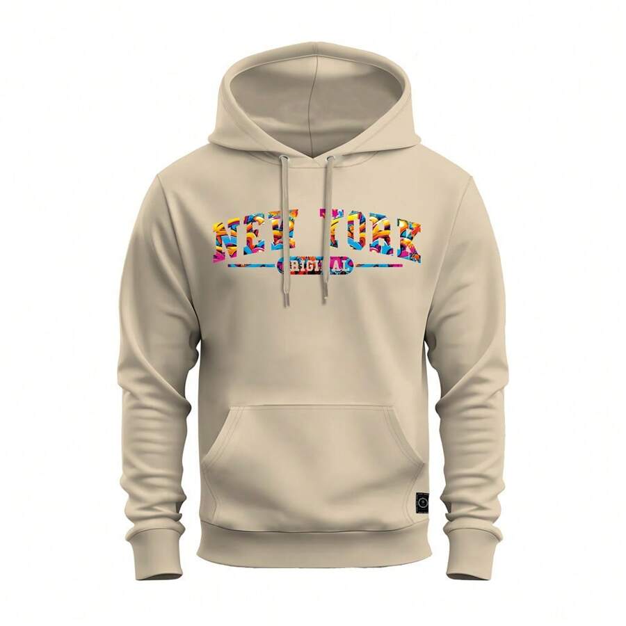 Moletom Canguru Estampado StreetWear Confortável Nova York Colorida