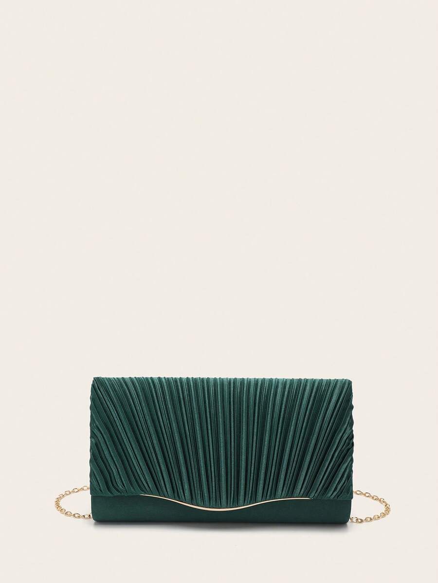 Pink Satin Pleated Clutch Bag, Simple And Practical Multi-Functional