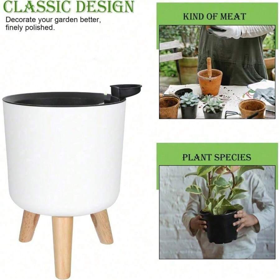 Round Self Watering Plant Pot With Water Level Indicator For Plants And Flowers, Home, Garden, Self Watering Pot With Stand For All Indoor Plants And Flowers